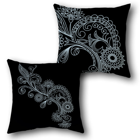 Midnight Bloom Throw   Design Cushion Single (Front & Back)