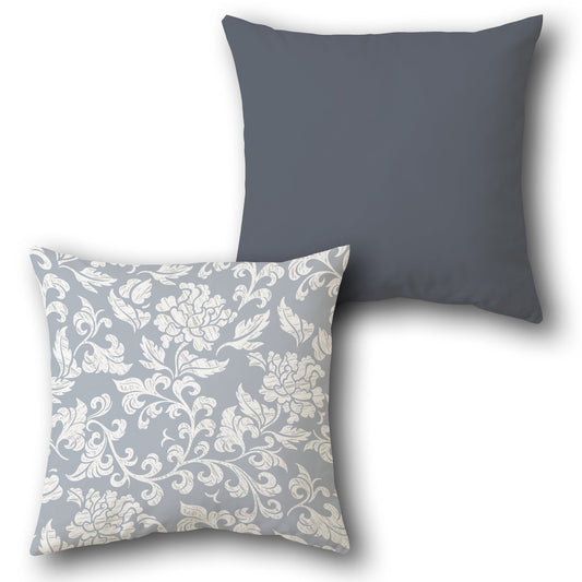 Slate Floral Throw   Design Cushion Single (Front & Back)