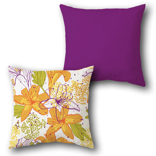 Vibrant Floral  Design Cushion Single (Front & Back)
