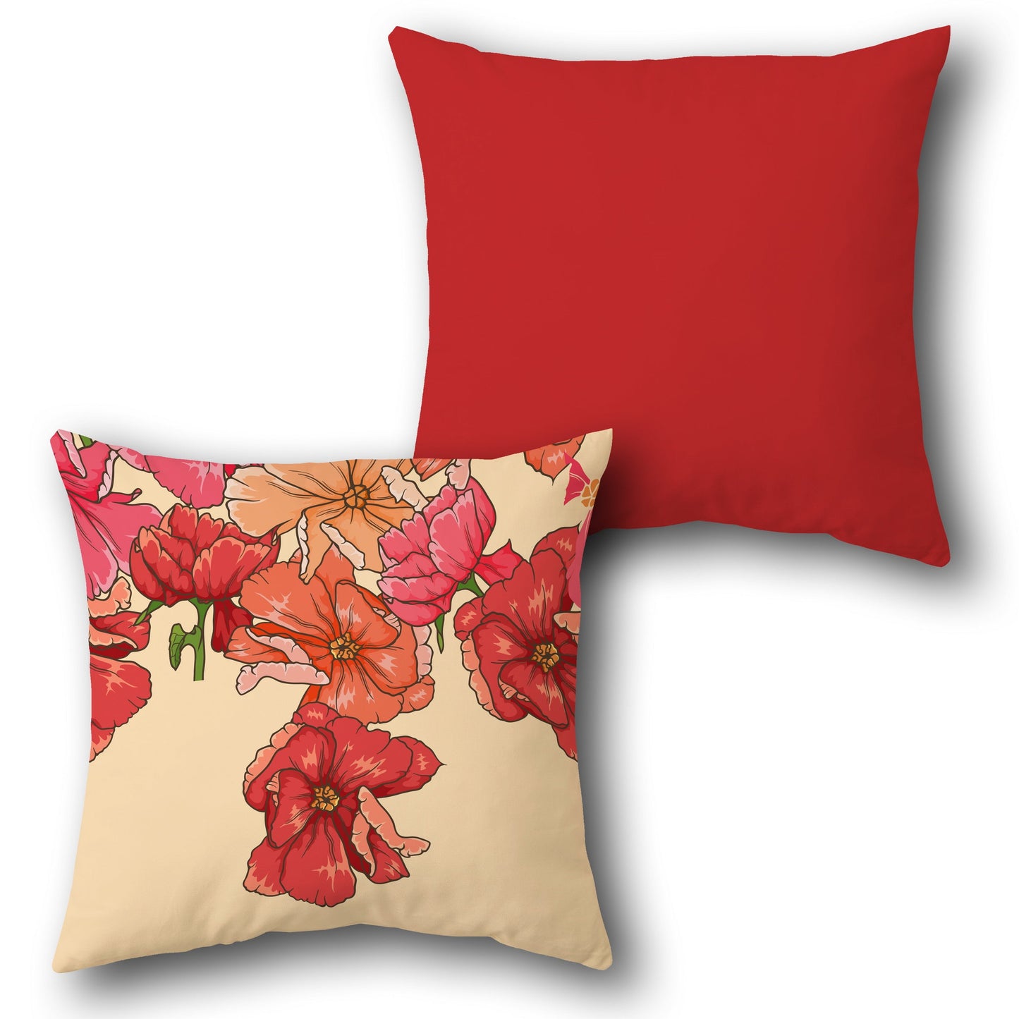 Crimson Peach Bloom  Design Cushion Single (Front & Back)