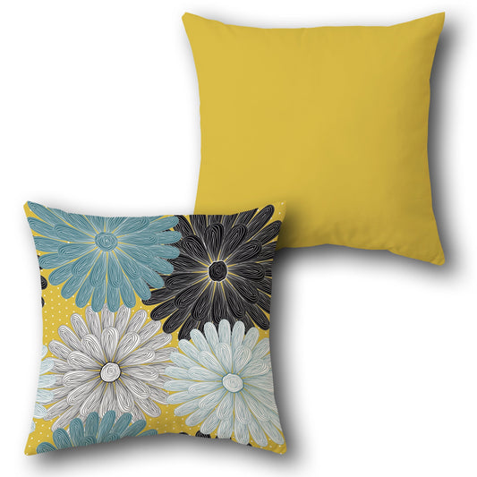 Yellow Sunflower Burst  Design Cushion Single (Front & Back)