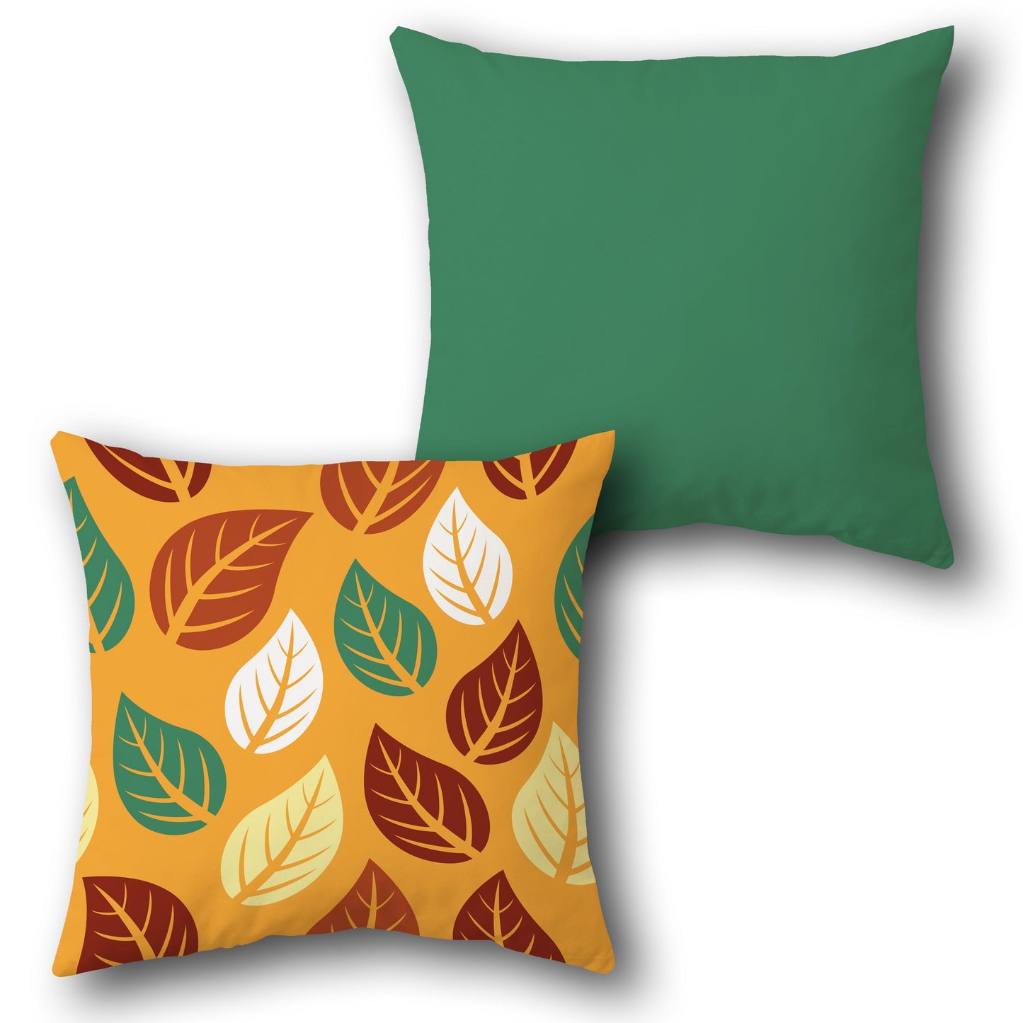 Autumn Green Leaves  Design Cushion Single (Front & Back)