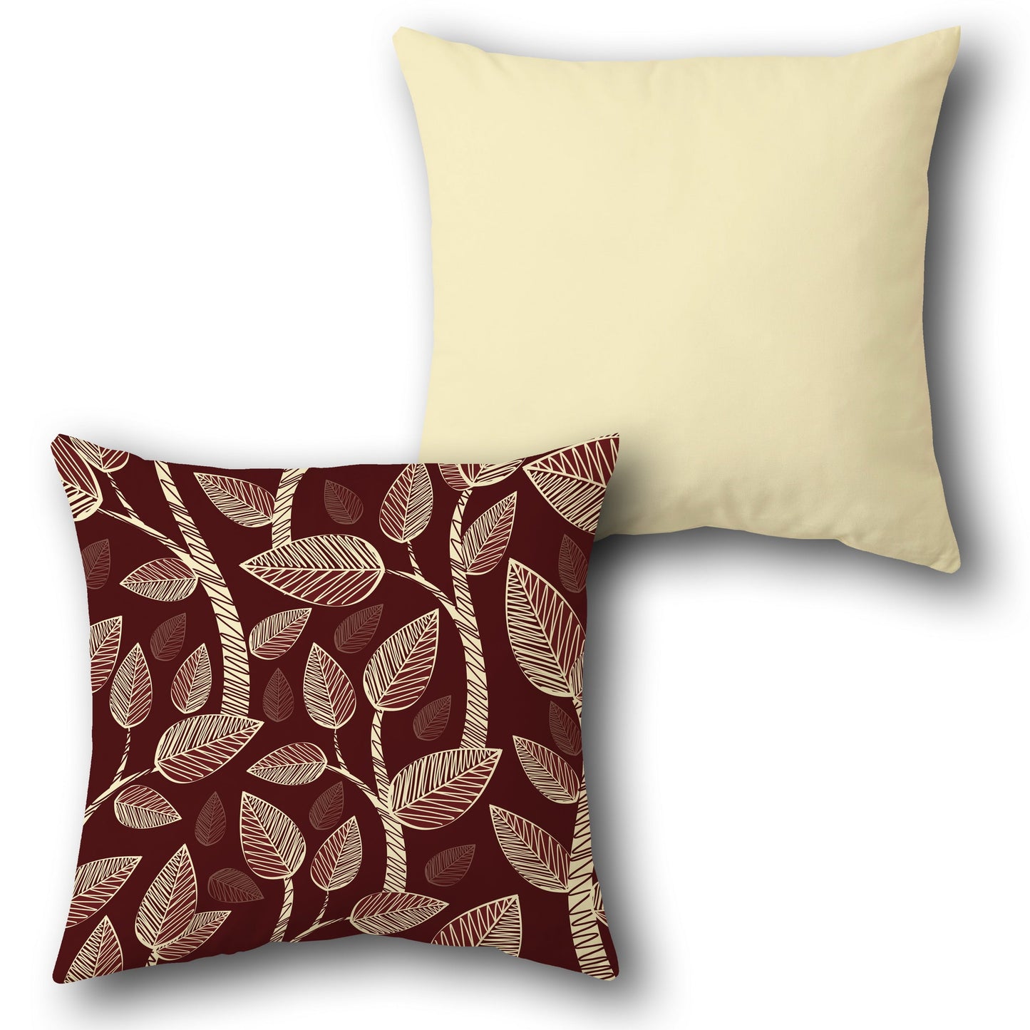 Minimalist Maroon Leaf Design Cushion Single (Front & Back)