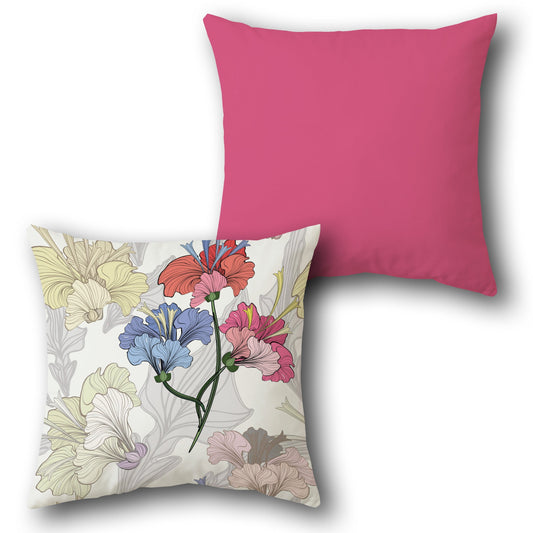 Bold Floral Print Decorative Throw   . Design Cushion Single (Front & Back)