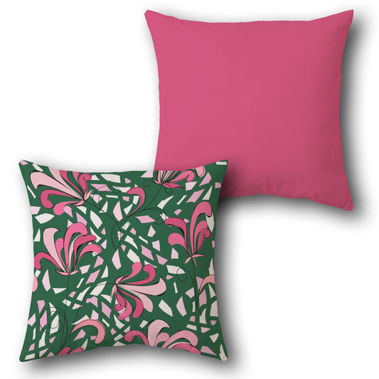 Abstract Pink Floral Throw  Design Cushion Single (Front & Back)