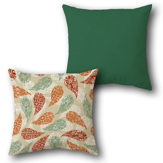 Elegant Autumn Leaf Throw  Design Cushion Single (Front & Back)