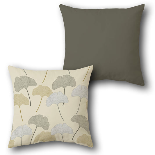 Minimalist Ginkgo Leaf Throw  Design Cushion Single (Front & Back)