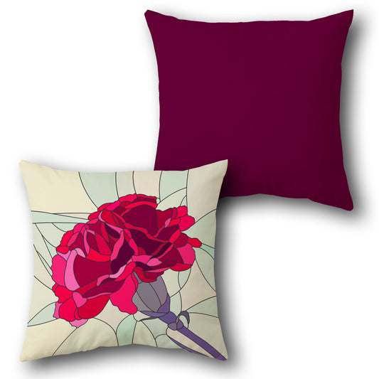 Stained Glass Rose Throw  Design Cushion Single (Front & Back)
