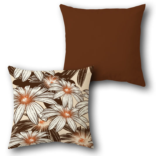 Floral Harmony Brown Design Cushion Single (Front & Back)