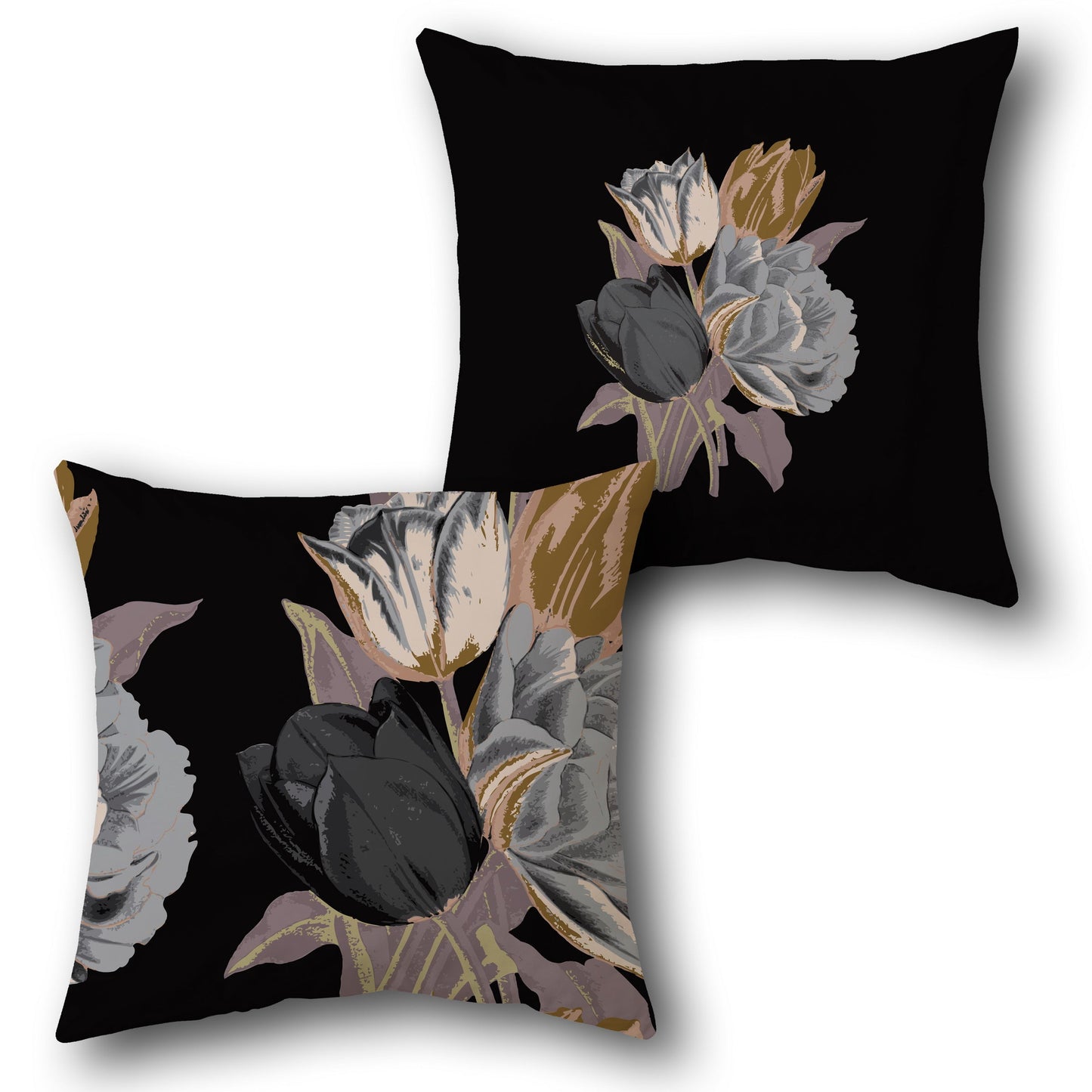 Midnight Tulip   Design Cushion Single (Front & Back)