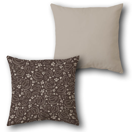 Coffee Swirls  Design Cushion Single (Front & Back)
