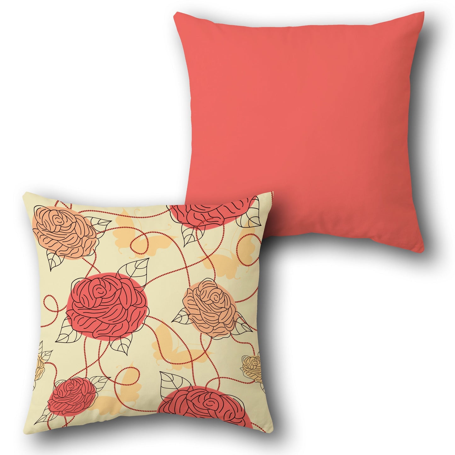 Red Rose Garden Design Cushion Single (Front & Back)