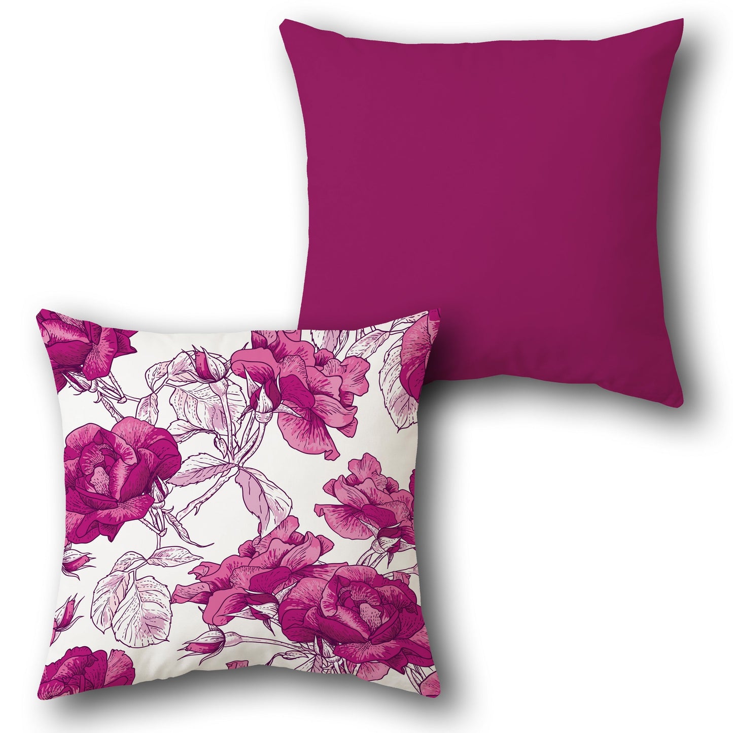 Bold magenta Rose  Design Cushion Single (Front & Back)