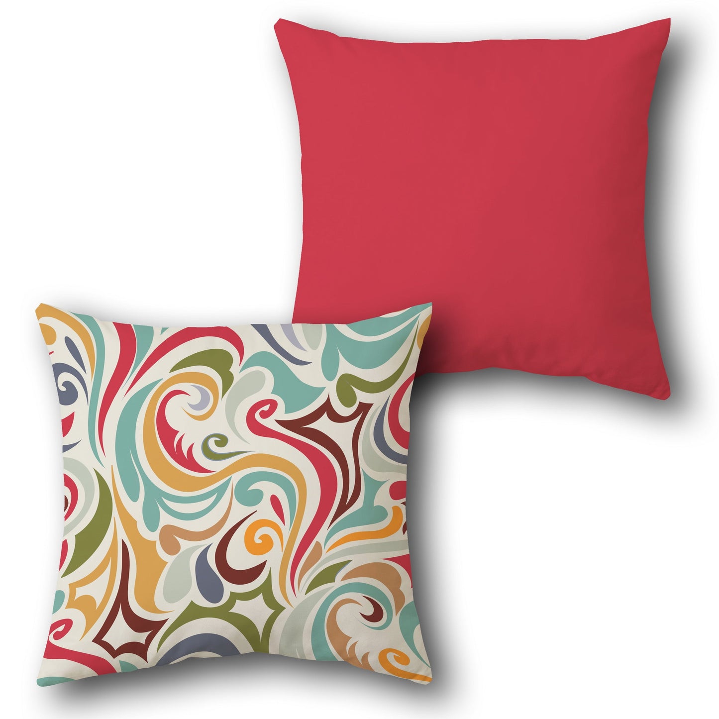 Red Floral Harmony  Design Cushion Single (Front & Back)