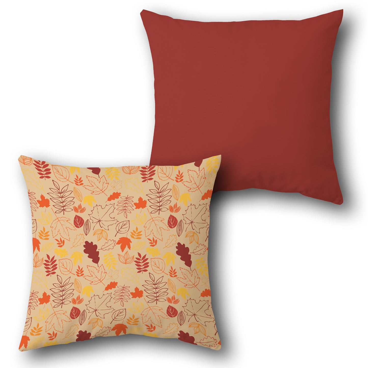 Autumn Beige Leaves  Design Cushion Single (Front & Back)