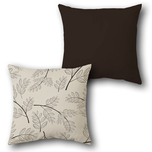 Brown Leaf  Design Cushion Single (Front & Back)