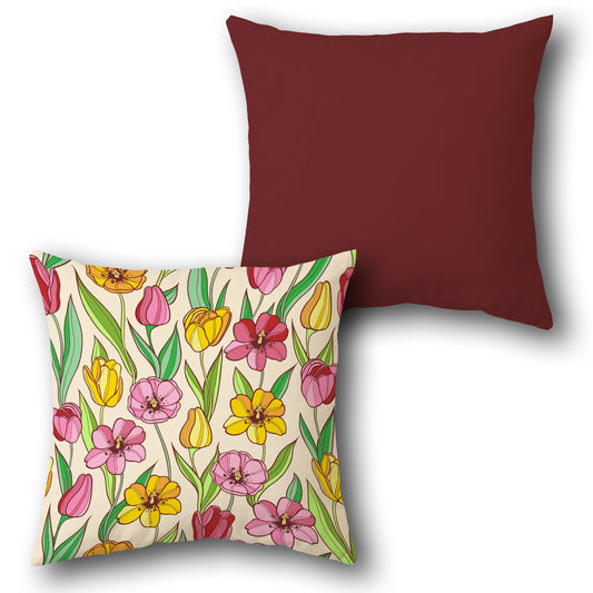 Tulip Garden  Design Cushion Single (Front & Back)
