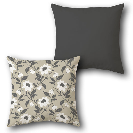 Charcoal Blossom  Design Cushion Single (Front & Back)
