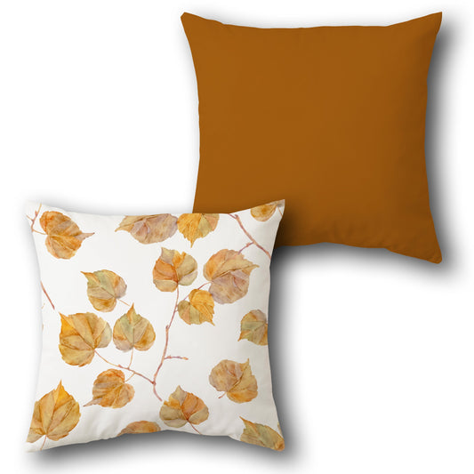 Autumn Whisper Reversible  – Rust & Ivory Design Cushion Single (Front & Back)