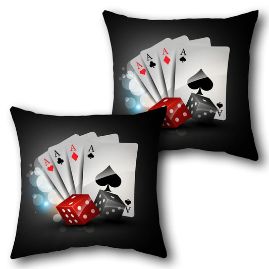 Casino Ace  - Black with Red and White Accents Design Cushion Single (Front & Back)