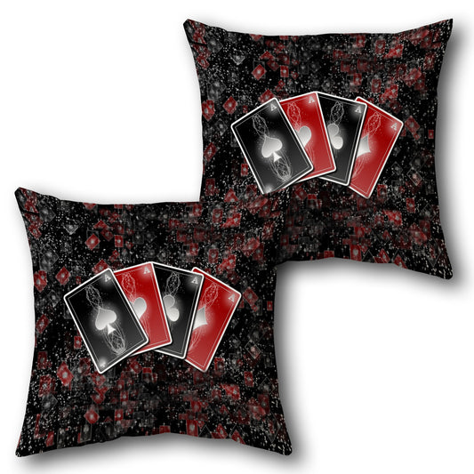 Ace of Spades  - Black with Red and White Accents Design Cushion Single (Front & Back)