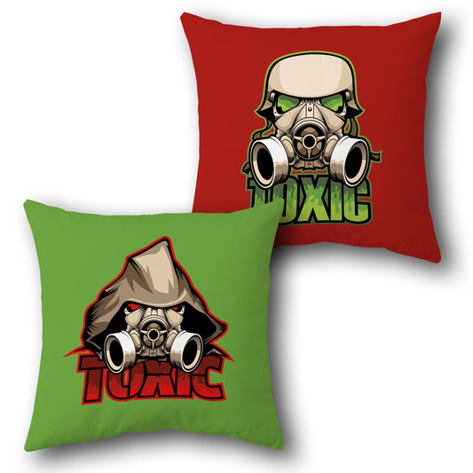 Toxic Soldier Gas Mask Throw  Design Cushion Single (Front & Back)