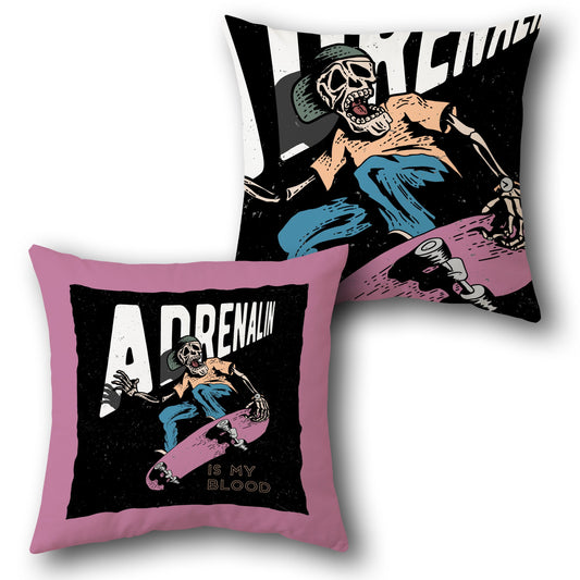 Adrenalin Skater Skeleton  Design Cushion Single (Front & Back)