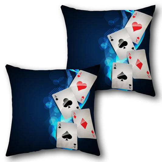 Royal Flush  - Black with Beige and Black Accents Design Cushion Single (Front & Back)