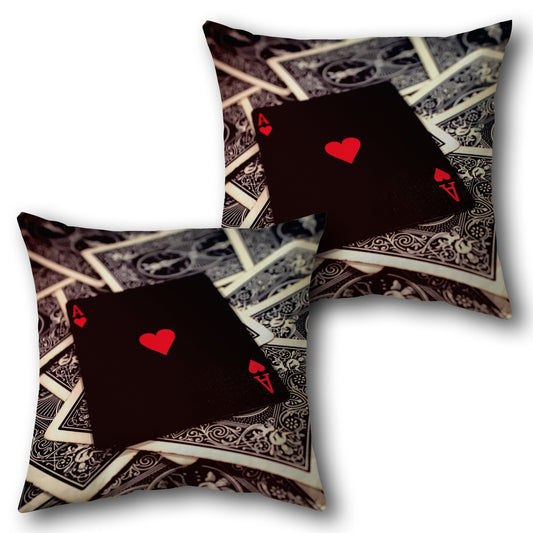 Ace of Hearts  - Black with Red Accents Design Cushion Single (Front & Back)