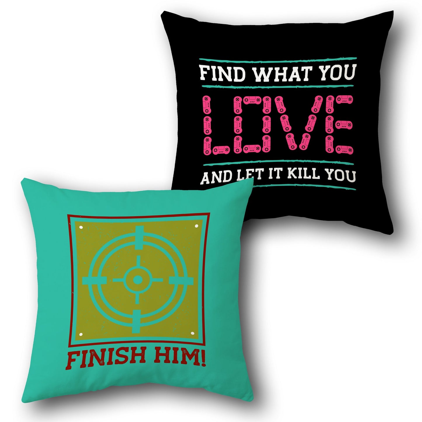 Love & Kill Shot Gamer  Design Cushion Single (Front & Back)