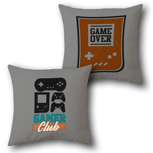 Gamer Club & Game Over  Design Cushion Single (Front & Back)