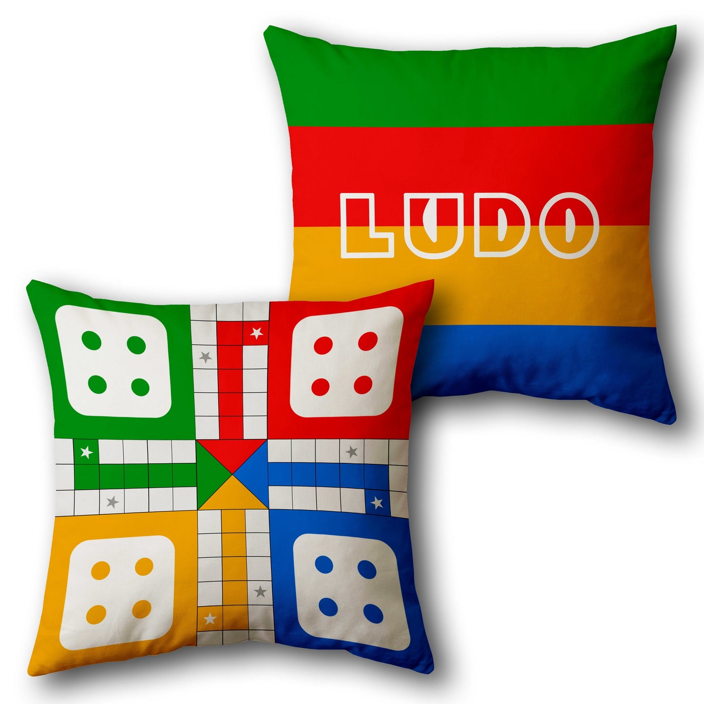 Classic Ludo  - Multicolor with White Accents Design Cushion Single (Front & Back)