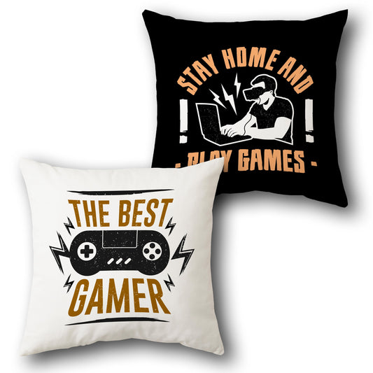 Stay Home & Play / The Best Gamer – Gaming  Design Cushion Single (Front & Back)