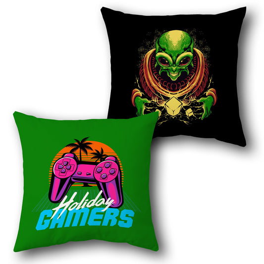Alien Encounter x Holiday Gamers – Seasonal  Design Cushion Single (Front & Back)