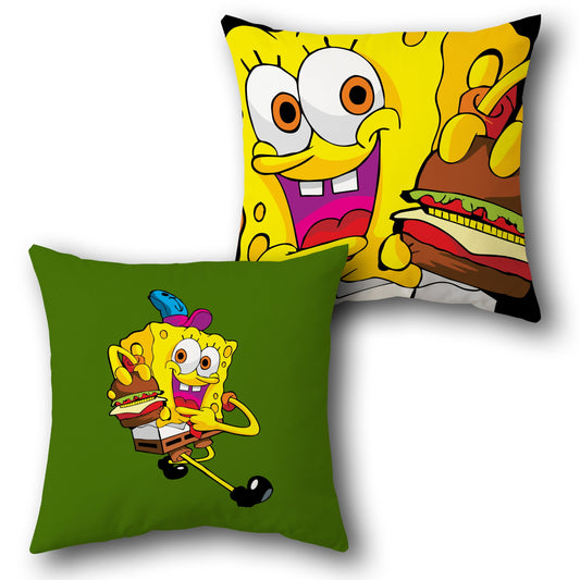 SpongeBob SquarePants Burger Craze Throw  Design Cushion Single (Front & Back)