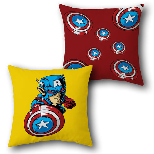 Captain Hero Shield Burst Throw  Design Cushion Single (Front & Back)