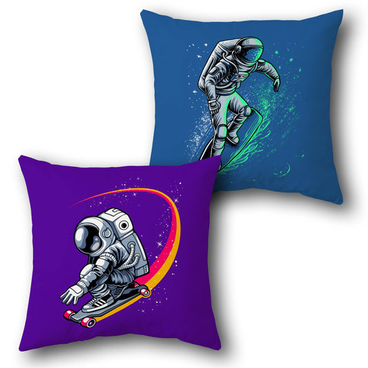 Purple & Blue Space Rider  Design Cushion Single (Front & Back)