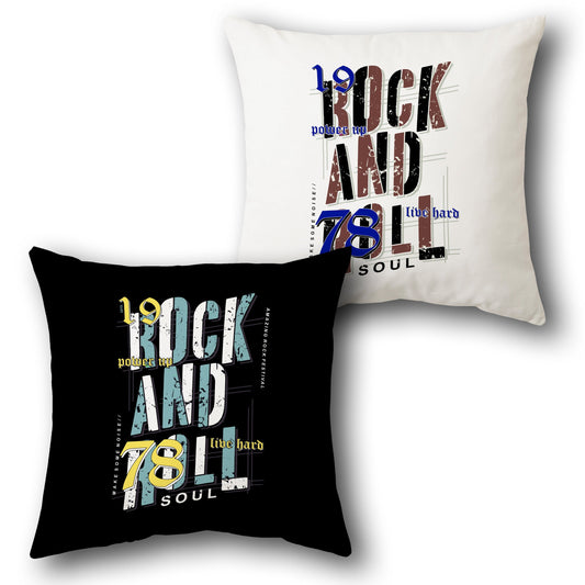 Rock & Soul Typography Throw  Design Cushion Single (Front & Back)