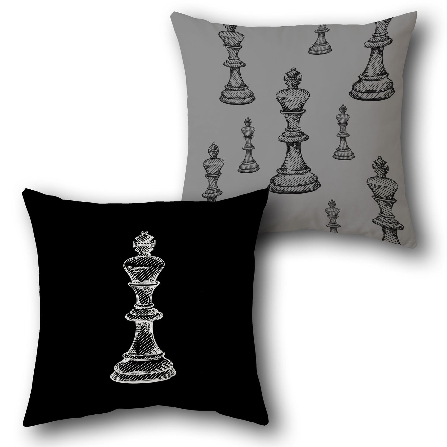 Chess King Sketch Throw  Design Cushion Single (Front & Back)
