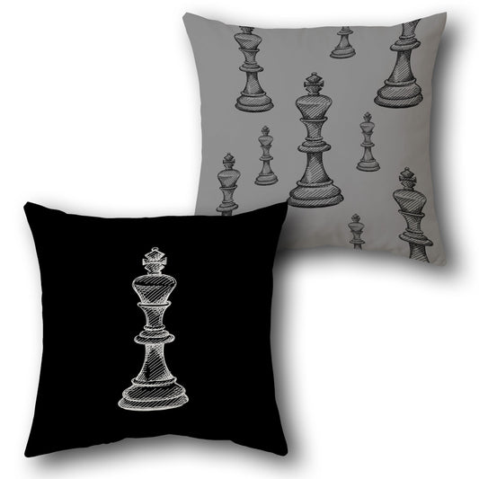Chess King Sketch Throw  Design Cushion Single (Front & Back)