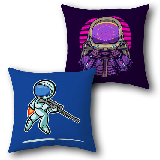 Galactic Warrior & Neon Astronaut  Design Cushion Single (Front & Back)