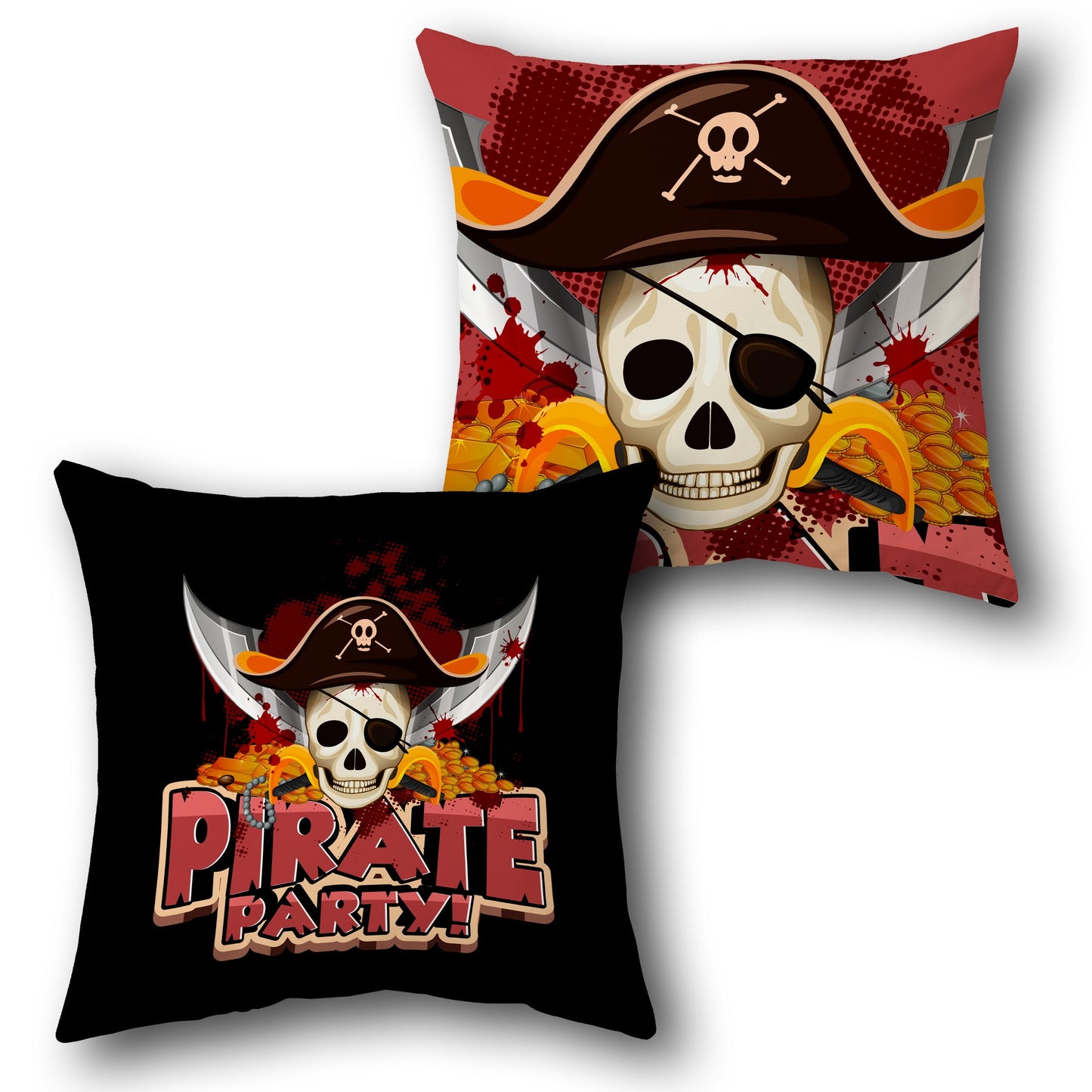 Pirate Skull & Party Treasure  Design Cushion Single (Front & Back)