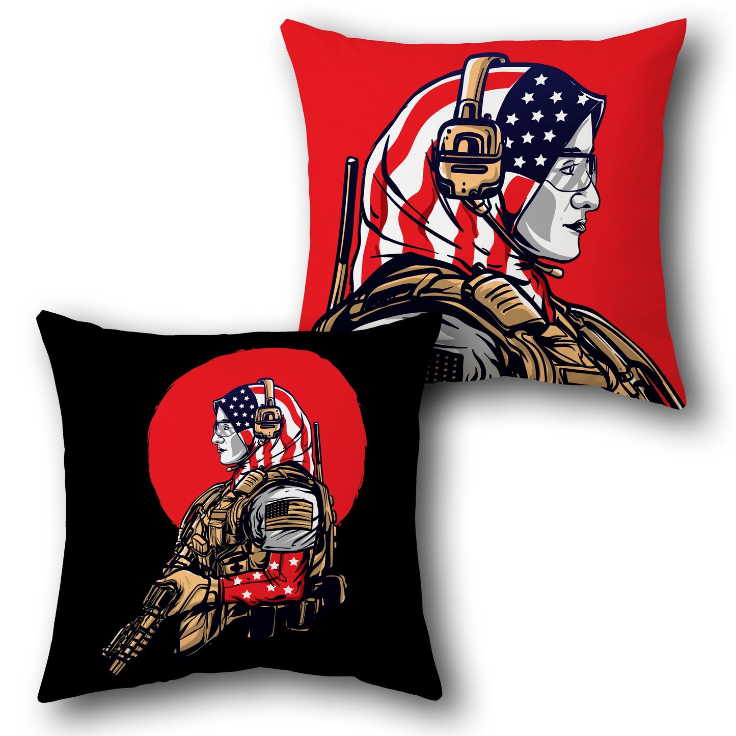 American Soldier Woman  Design Cushion Single (Front & Back)