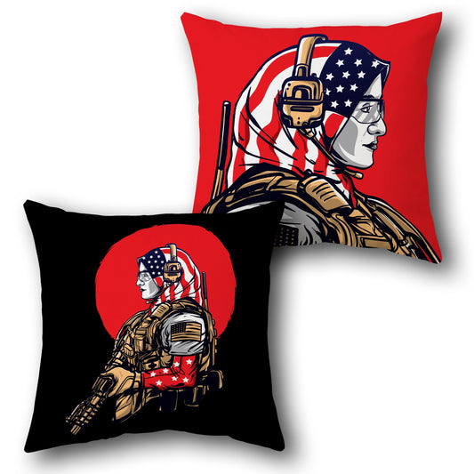 American Soldier Woman  Design Cushion Single (Front & Back)