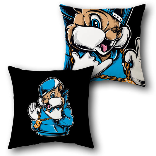 Hip-Hop Bunny – Street Style Rabbit  Design Cushion Single (Front & Back)