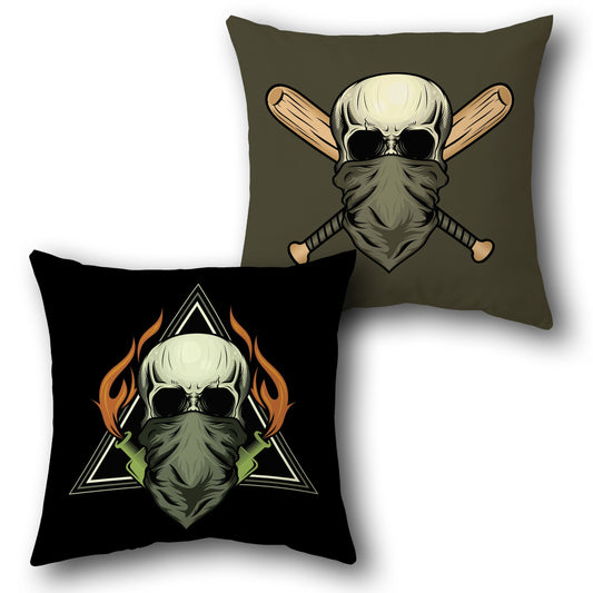 Riot Skull – Molotov & Bats  Design Cushion Single (Front & Back)
