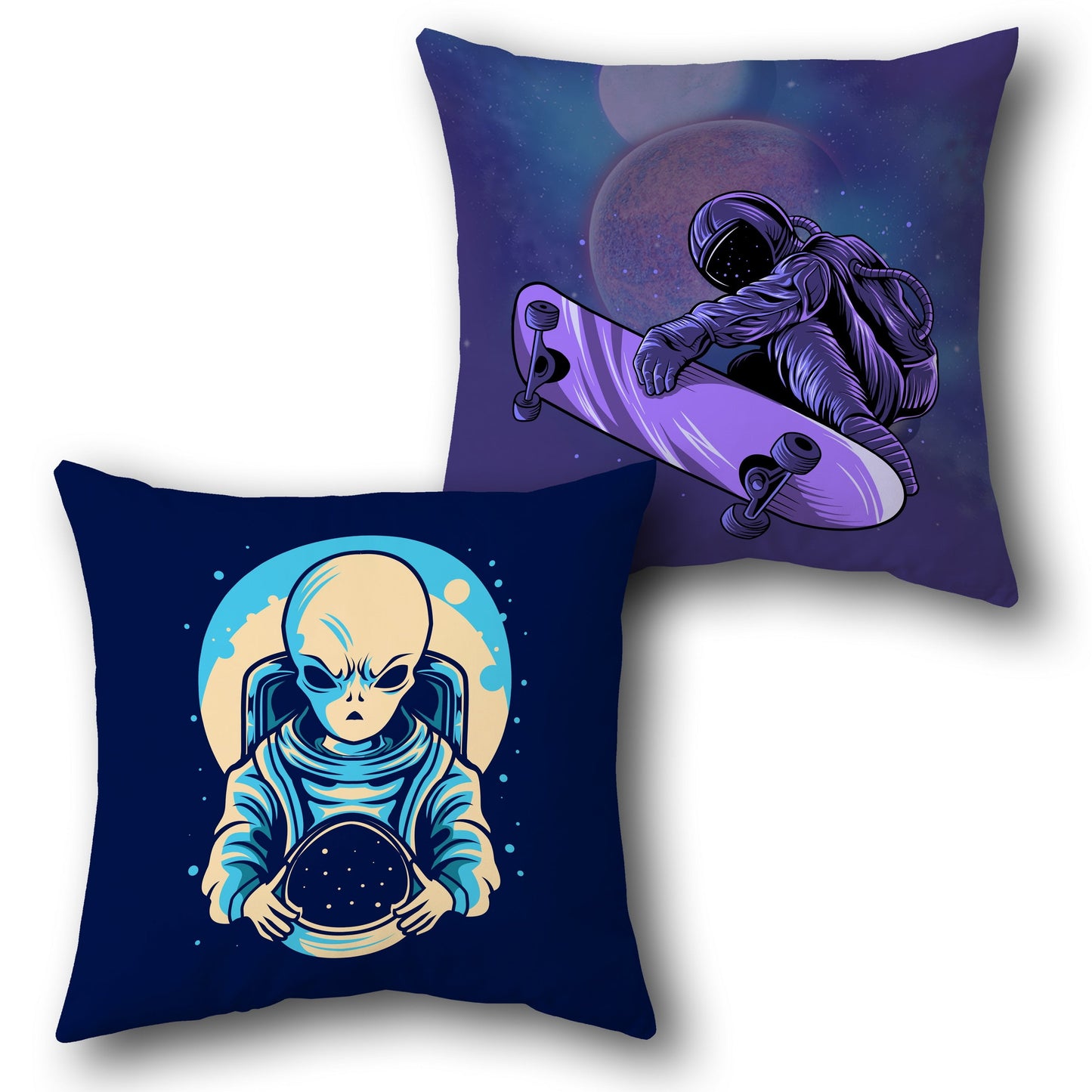 Galactic Skater & Alien Commander  Design Cushion Single (Front & Back)