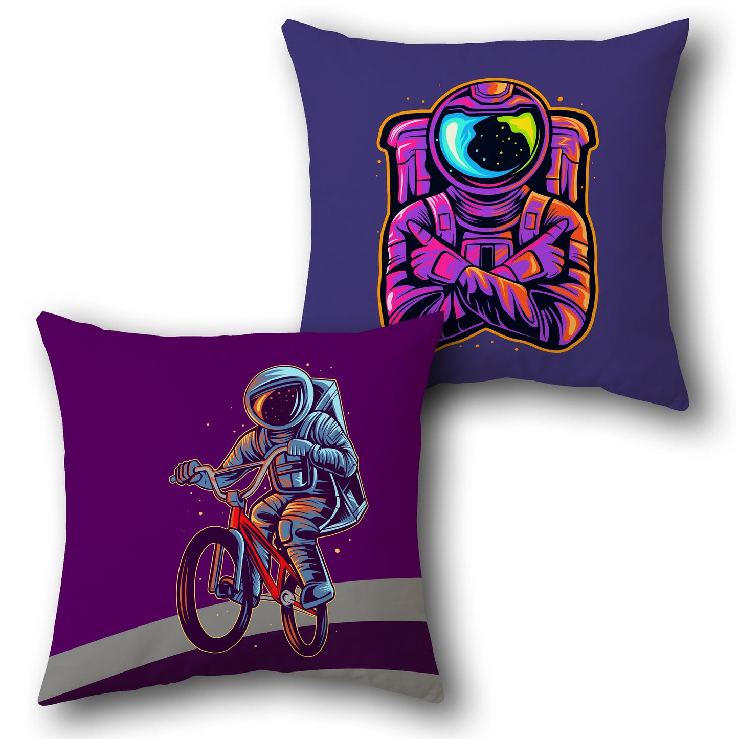 Neon Space Riders  Design Cushion Single (Front & Back)