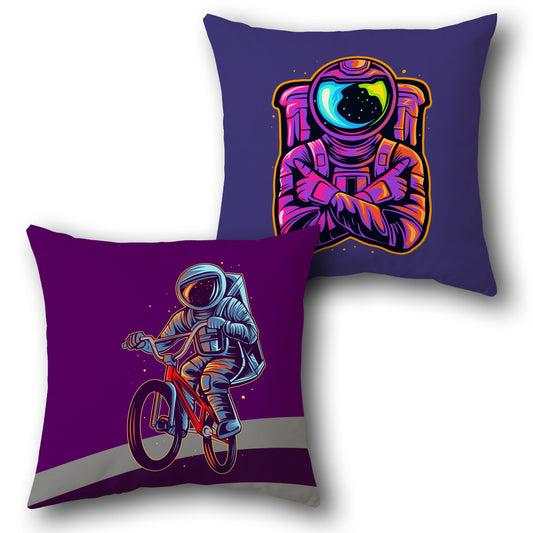 Neon Space Riders  Design Cushion Single (Front & Back)