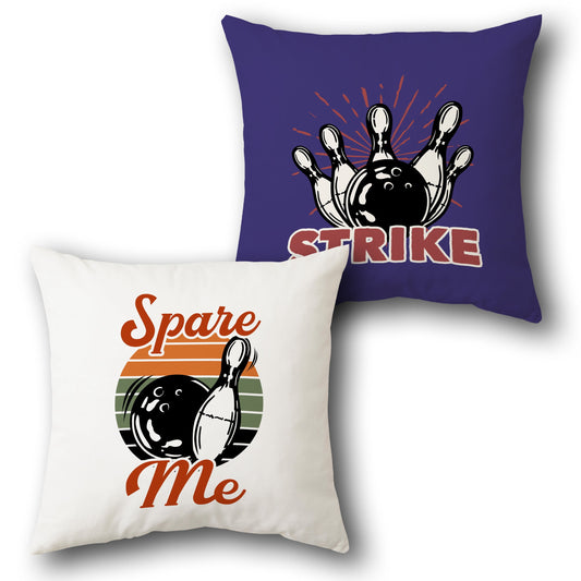 Retro Bowling Fun  Design Cushion Single (Front & Back)
